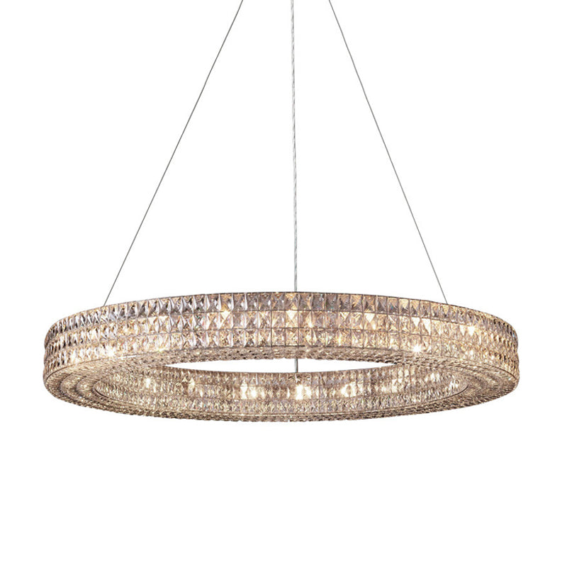 Ring Clear K9 Crystal Ceiling Pendant Light Simple 8/9 Heads Living Room Chandelier Light Clearhalo 'Ceiling Lights' 'Chandeliers' Lighting' options 280320