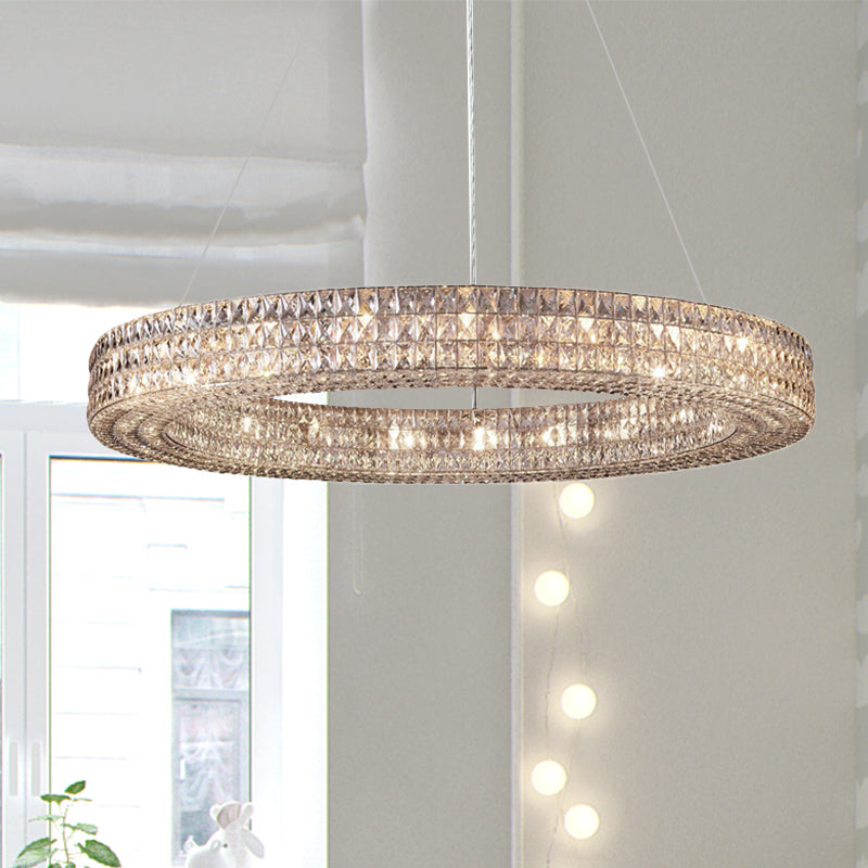 Ring Clear K9 Crystal Ceiling Pendant Light Simple 8/9 Heads Living Room Chandelier Light Clearhalo 'Ceiling Lights' 'Chandeliers' Lighting' options 280323