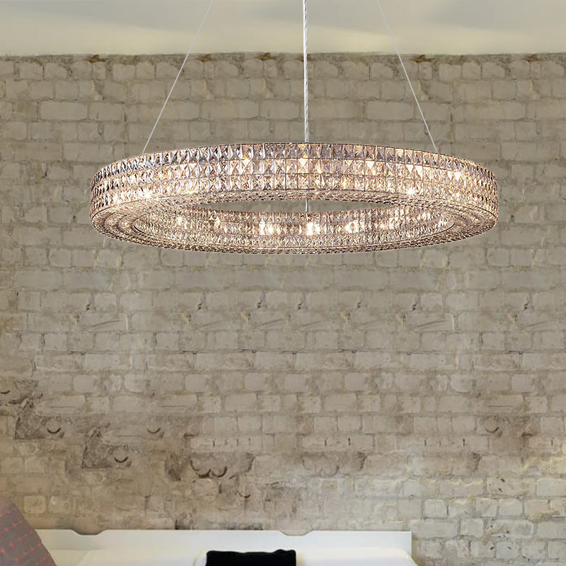 Ring Clear K9 Crystal Ceiling Pendant Light Simple 8/9 Heads Living Room Chandelier Light Clearhalo 'Ceiling Lights' 'Chandeliers' Lighting' options 280324