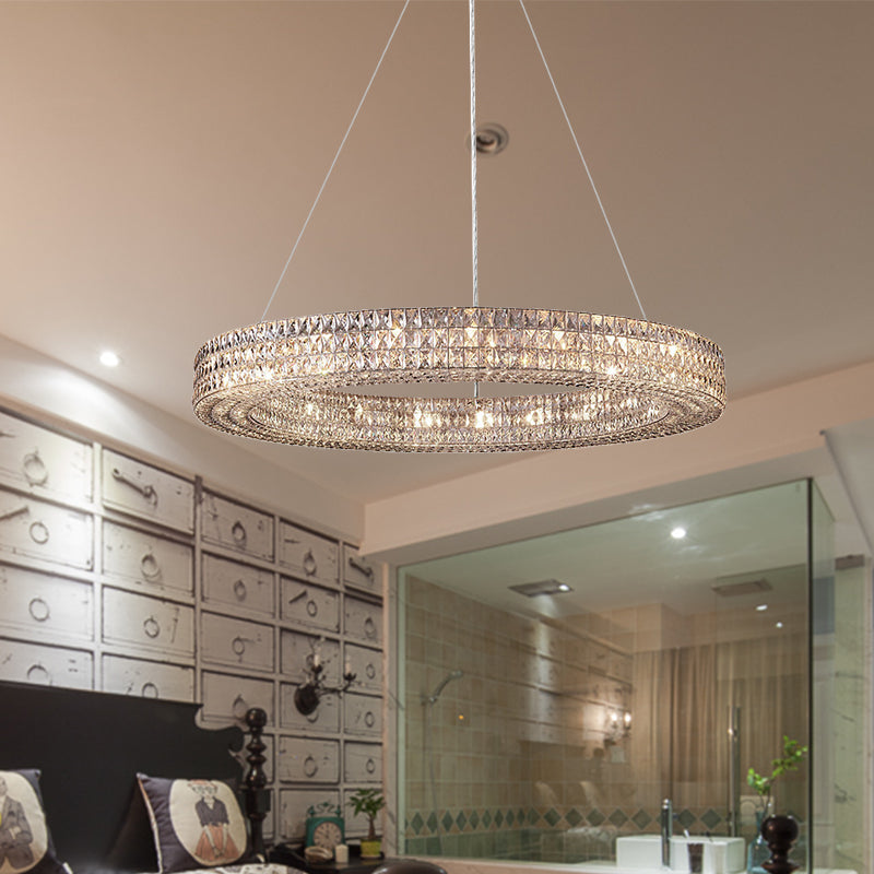 Ring Clear K9 Crystal Ceiling Pendant Light Simple 8/9 Heads Living Room Chandelier Light Clearhalo 'Ceiling Lights' 'Chandeliers' Lighting' options 280325