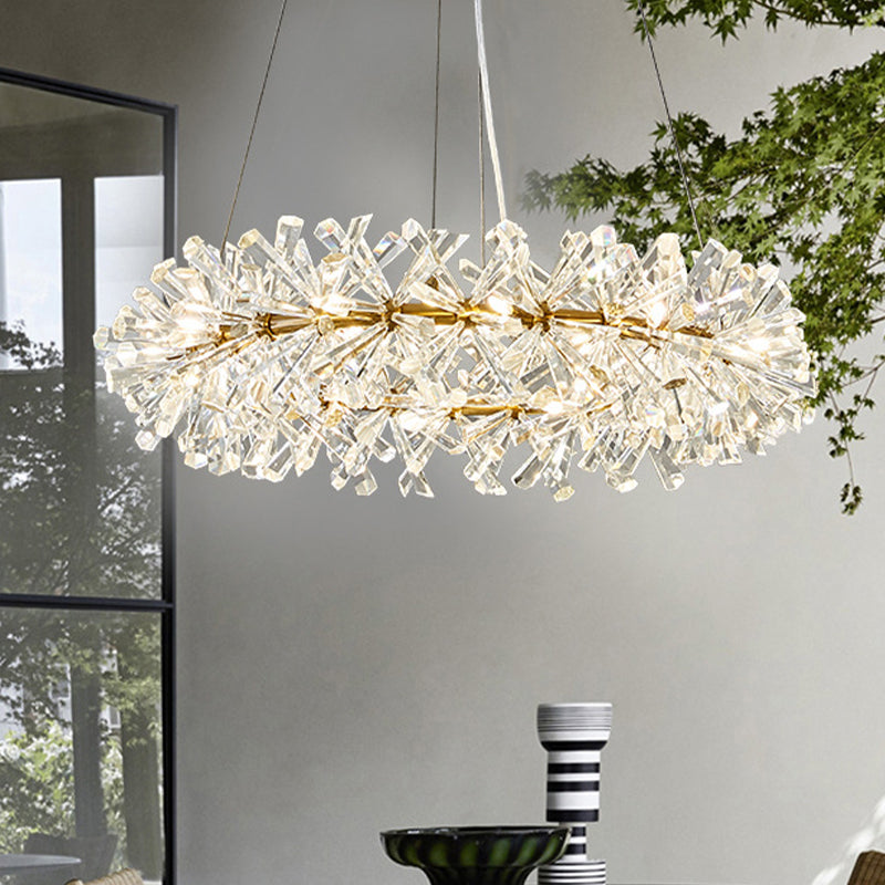 18 Heads Pendant Light Kit Simple Style Ring Clear Faceted Crystal Chandelier Lighting Fixture Clearhalo 'Ceiling Lights' 'Chandeliers' Lighting' options 280329