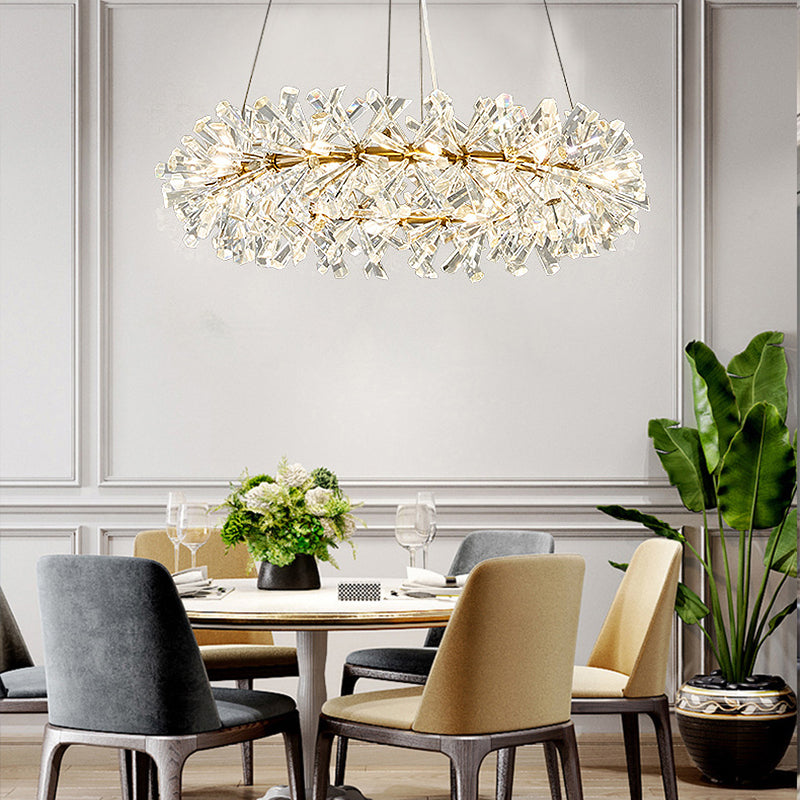 18 Heads Pendant Light Kit Simple Style Ring Clear Faceted Crystal Chandelier Lighting Fixture Clearhalo 'Ceiling Lights' 'Chandeliers' Lighting' options 280332