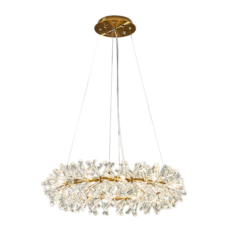 18 Heads Pendant Light Kit Simple Style Ring Clear Faceted Crystal Chandelier Lighting Fixture Clearhalo 'Ceiling Lights' 'Chandeliers' Lighting' options 280333