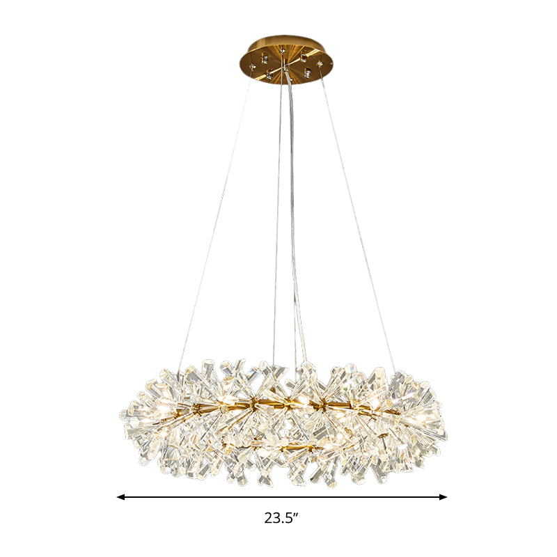 18 Heads Pendant Light Kit Simple Style Ring Clear Faceted Crystal Chandelier Lighting Fixture Clearhalo 'Ceiling Lights' 'Chandeliers' Lighting' options 280334