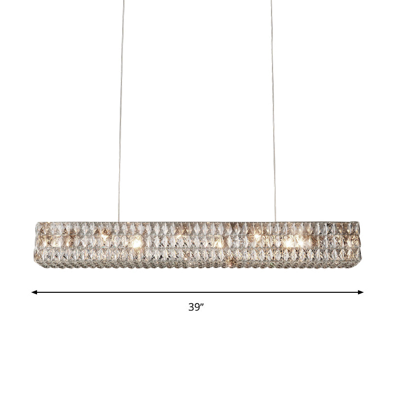 Linear K9 Crystal Pendant Chandelier Minimalist 10 Lights Kitchen Island Light Fixture in Gold Clearhalo 'Ceiling Lights' 'Island Lights' Lighting' 280365