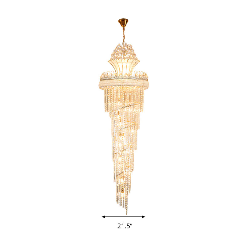 Gold 12 Heads Chandelier Lighting Modern Crystal Beaded Spiral Chandelier Pendant Light Clearhalo 'Ceiling Lights' 'Chandeliers' Lighting' options 280406