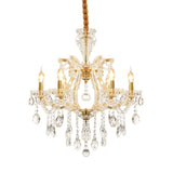 Modernist Candlestick Ceiling Chandelier Clear Crystal Glass 6/8 Bulbs Dining Room Pendant Lamp in Gold Clearhalo 'Ceiling Lights' 'Chandeliers' 'Modern Chandeliers' 'Modern' Lighting' 280516