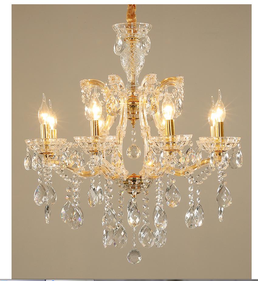 Modernist Candlestick Ceiling Chandelier Clear Crystal Glass 6/8 Bulbs Dining Room Pendant Lamp in Gold 8 Gold Clearhalo 'Ceiling Lights' 'Chandeliers' 'Modern Chandeliers' 'Modern' Lighting' 280525