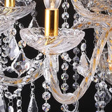 Curved Arm Chandelier Lamp Modern Beveled Crystal 10 Bulbs Living Room Drop Pendant in Brass Clearhalo 'Ceiling Lights' 'Chandeliers' 'Modern Chandeliers' 'Modern' Lighting' 280585