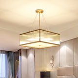 Square Clear Faceted Crystal Suspension Lamp Postmodern 4 Lights Brass Hanging Chandelier Brass Clearhalo 'Ceiling Lights' 'Chandeliers' 'Modern Chandeliers' 'Modern' Lighting' 280640