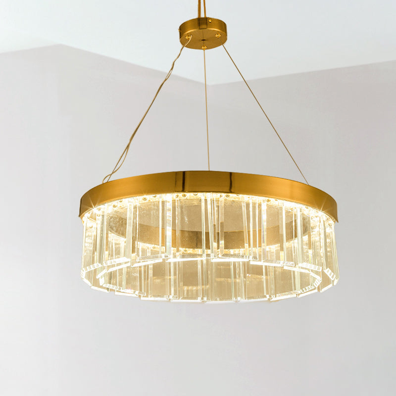 Crystal Panel Round Chandelier Lighting Postmodern Brass LED Suspension Light Fixture Brass Clearhalo 'Ceiling Lights' 'Chandeliers' 'Modern Chandeliers' 'Modern' Lighting' 280646