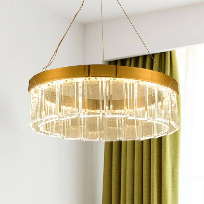 Crystal Panel Round Chandelier Lighting Postmodern Brass LED Suspension Light Fixture Clearhalo 'Ceiling Lights' 'Chandeliers' 'Modern Chandeliers' 'Modern' Lighting' 280647