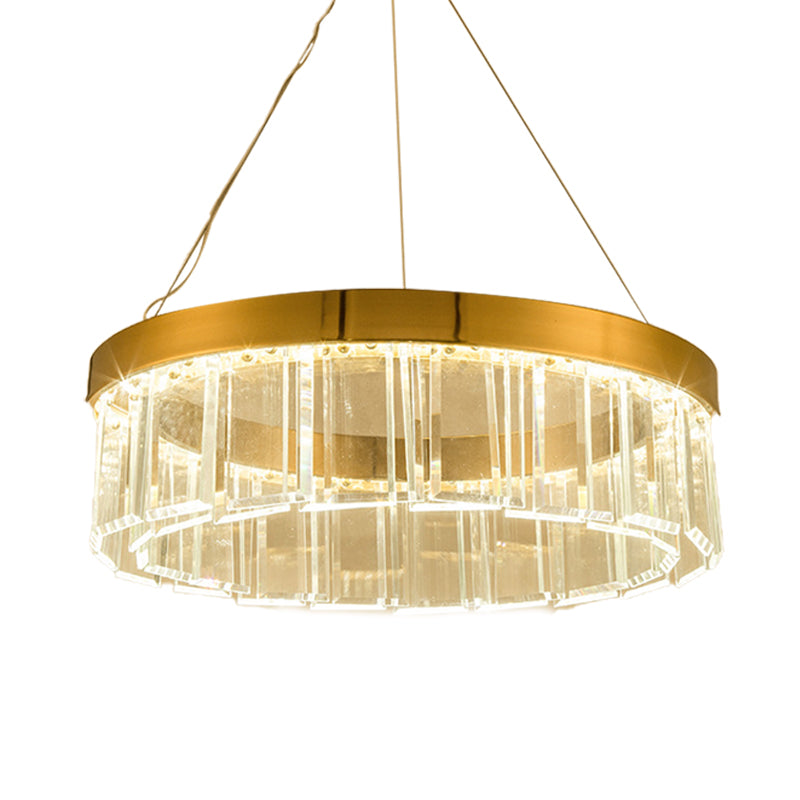 Crystal Panel Round Chandelier Lighting Postmodern Brass LED Suspension Light Fixture Clearhalo 'Ceiling Lights' 'Chandeliers' 'Modern Chandeliers' 'Modern' Lighting' 280649