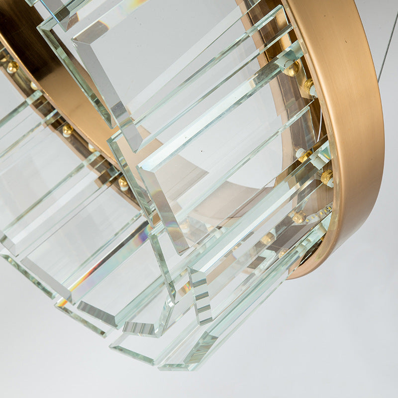 Crystal Panel Round Chandelier Lighting Postmodern Brass LED Suspension Light Fixture Clearhalo 'Ceiling Lights' 'Chandeliers' 'Modern Chandeliers' 'Modern' Lighting' 280651