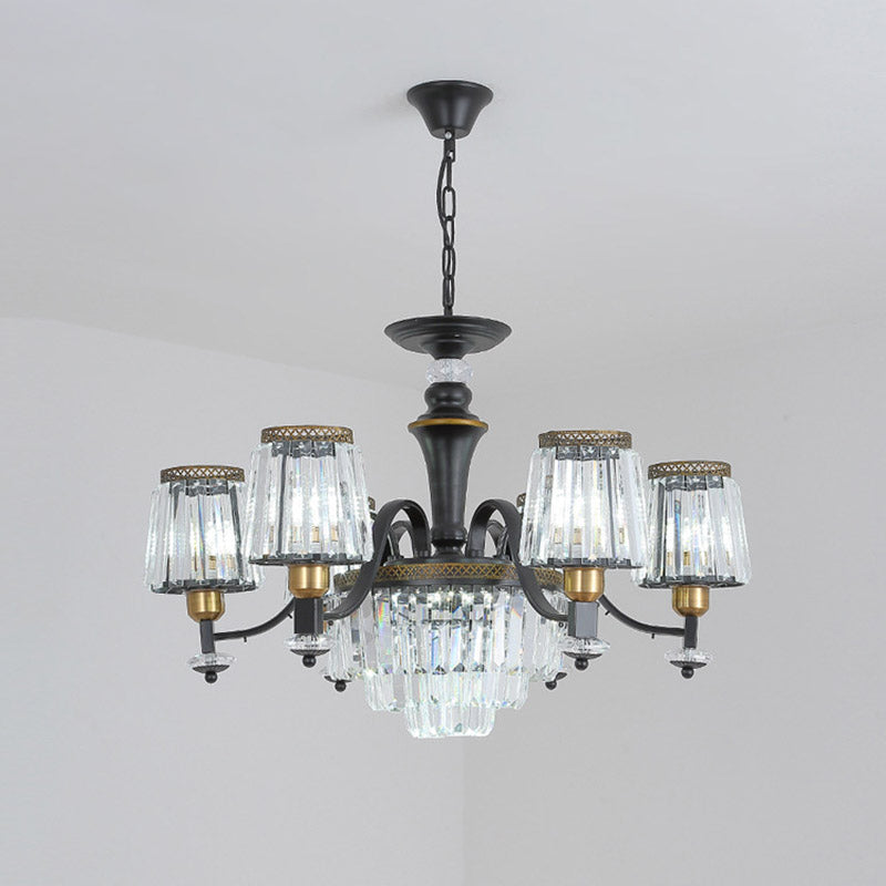 Black Sputnik Chandelier Lighting Modern 8/10/12 Lights Crystal Rod Hanging Light Fixture, 33.5"/37.5"/39" Wide Clearhalo 'Ceiling Lights' 'Chandeliers' 'Modern Chandeliers' 'Modern' Lighting' 280676