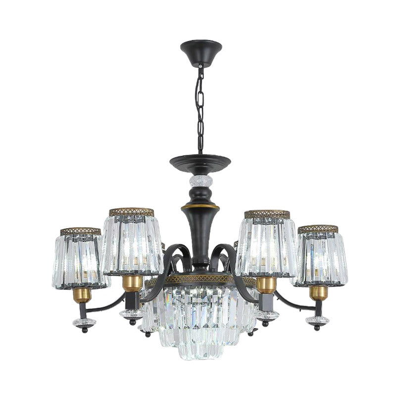 Black Sputnik Chandelier Lighting Modern 8/10/12 Lights Crystal Rod Hanging Light Fixture, 33.5"/37.5"/39" Wide Clearhalo 'Ceiling Lights' 'Chandeliers' 'Modern Chandeliers' 'Modern' Lighting' 280678