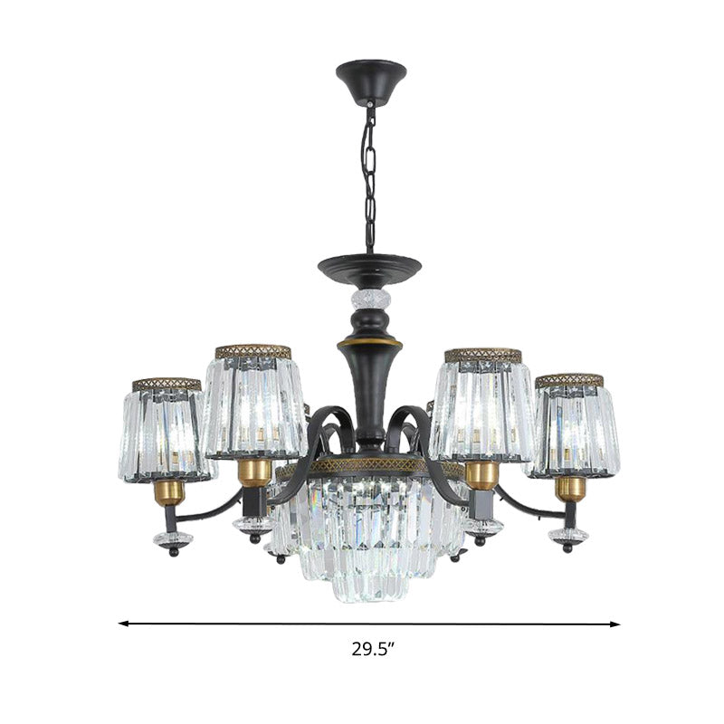 Black Sputnik Chandelier Lighting Modern 8/10/12 Lights Crystal Rod Hanging Light Fixture, 33.5"/37.5"/39" Wide Clearhalo 'Ceiling Lights' 'Chandeliers' 'Modern Chandeliers' 'Modern' Lighting' 280679