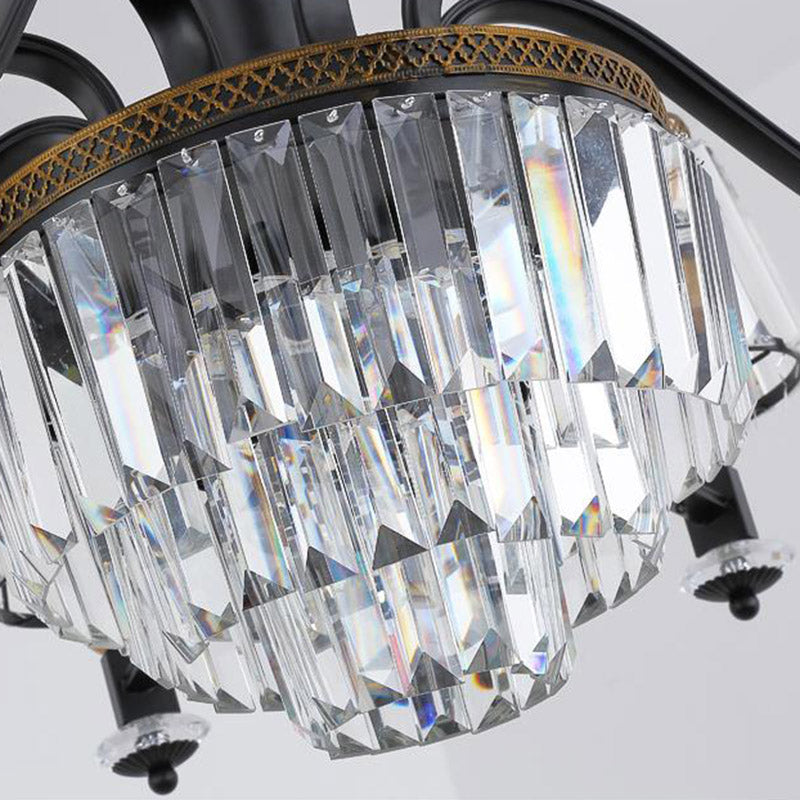 Black Sputnik Chandelier Lighting Modern 8/10/12 Lights Crystal Rod Hanging Light Fixture, 33.5"/37.5"/39" Wide Clearhalo 'Ceiling Lights' 'Chandeliers' 'Modern Chandeliers' 'Modern' Lighting' 280680