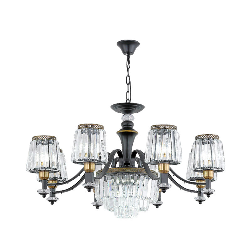 Black Sputnik Chandelier Lighting Modern 8/10/12 Lights Crystal Rod Hanging Light Fixture, 33.5"/37.5"/39" Wide Clearhalo 'Ceiling Lights' 'Chandeliers' 'Modern Chandeliers' 'Modern' Lighting' 280683