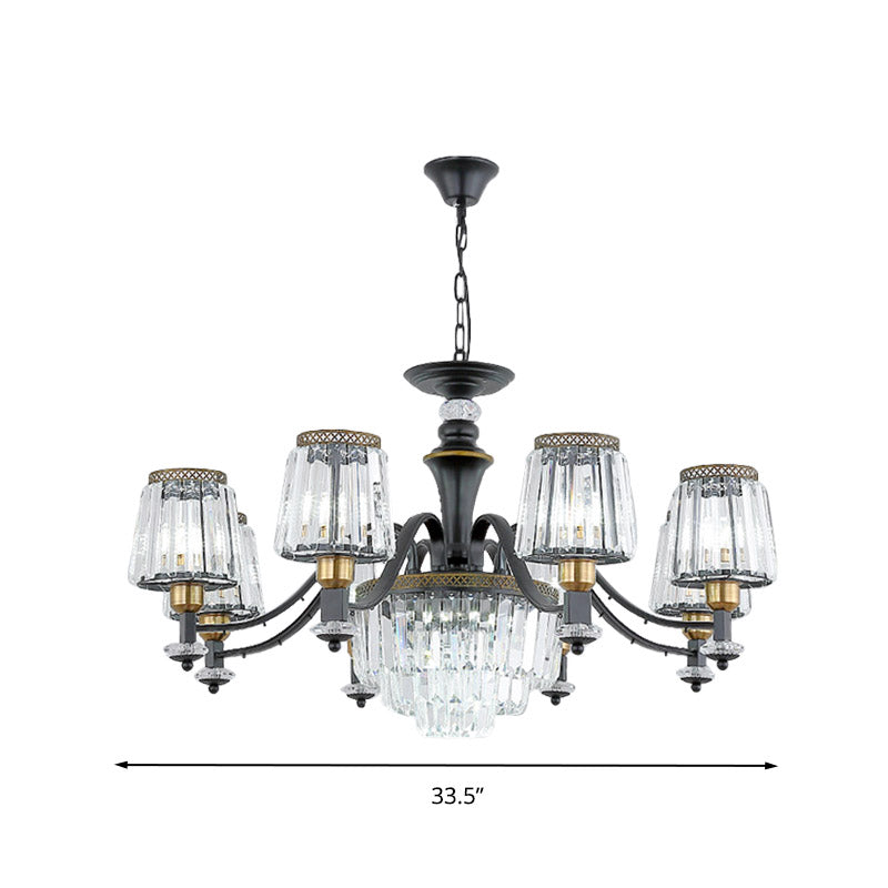 Black Sputnik Chandelier Lighting Modern 8/10/12 Lights Crystal Rod Hanging Light Fixture, 33.5"/37.5"/39" Wide Clearhalo 'Ceiling Lights' 'Chandeliers' 'Modern Chandeliers' 'Modern' Lighting' 280684