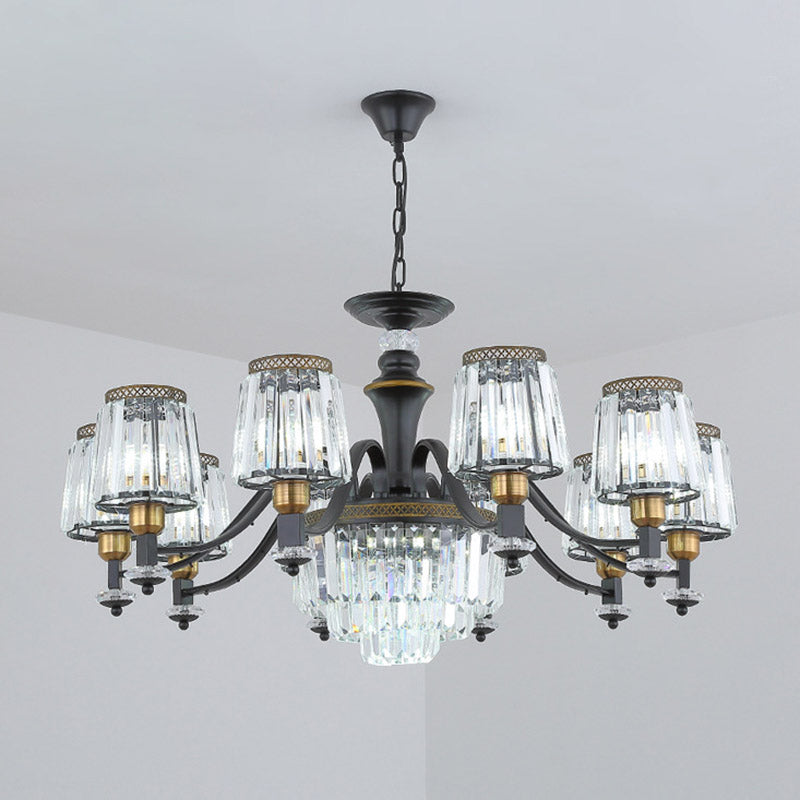 Black Sputnik Chandelier Lighting Modern 8/10/12 Lights Crystal Rod Hanging Light Fixture, 33.5"/37.5"/39" Wide Clearhalo 'Ceiling Lights' 'Chandeliers' 'Modern Chandeliers' 'Modern' Lighting' 280686