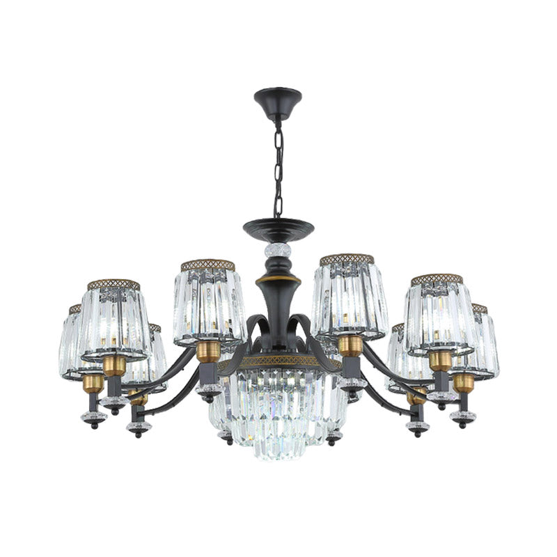 Black Sputnik Chandelier Lighting Modern 8/10/12 Lights Crystal Rod Hanging Light Fixture, 33.5"/37.5"/39" Wide Clearhalo 'Ceiling Lights' 'Chandeliers' 'Modern Chandeliers' 'Modern' Lighting' 280688