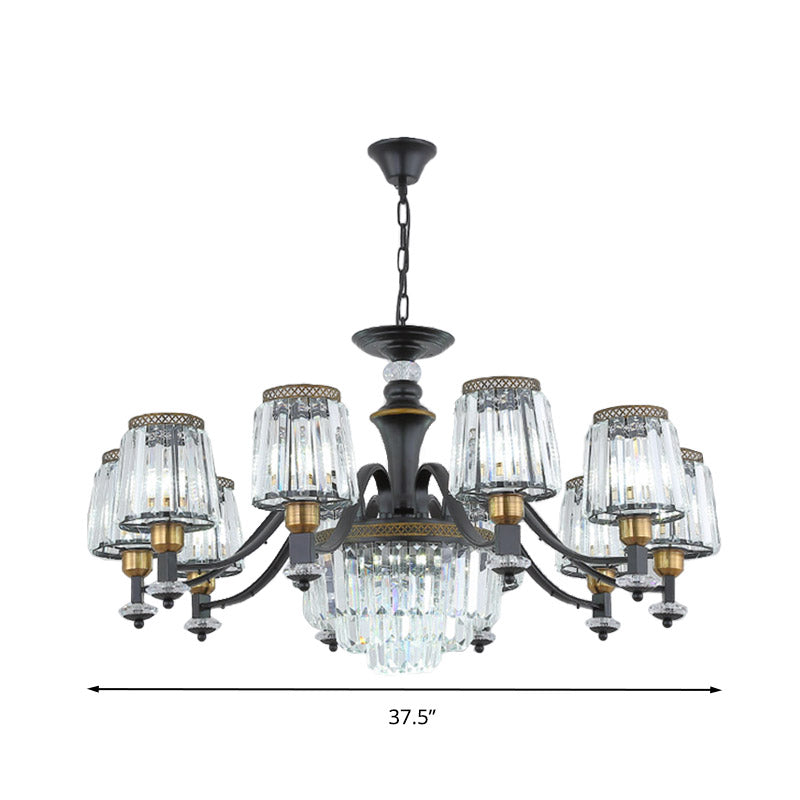 Black Sputnik Chandelier Lighting Modern 8/10/12 Lights Crystal Rod Hanging Light Fixture, 33.5"/37.5"/39" Wide Clearhalo 'Ceiling Lights' 'Chandeliers' 'Modern Chandeliers' 'Modern' Lighting' 280689