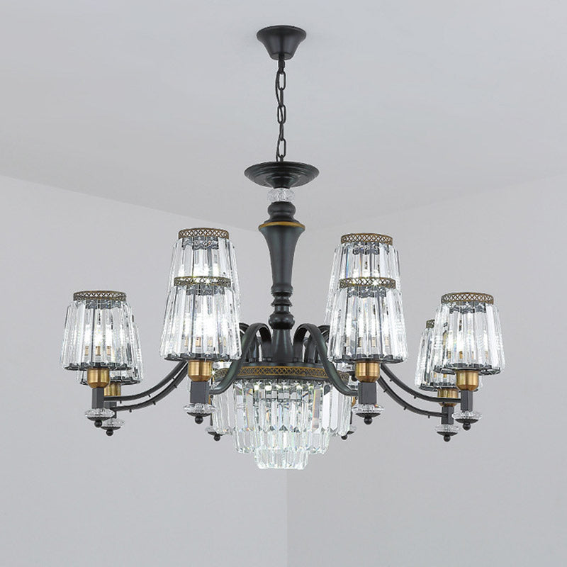 Black Sputnik Chandelier Lighting Modern 8/10/12 Lights Crystal Rod Hanging Light Fixture, 33.5"/37.5"/39" Wide Clearhalo 'Ceiling Lights' 'Chandeliers' 'Modern Chandeliers' 'Modern' Lighting' 280690