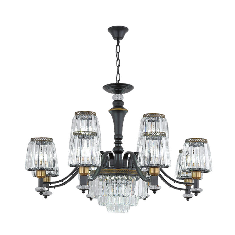 Black Sputnik Chandelier Lighting Modern 8/10/12 Lights Crystal Rod Hanging Light Fixture, 33.5"/37.5"/39" Wide Clearhalo 'Ceiling Lights' 'Chandeliers' 'Modern Chandeliers' 'Modern' Lighting' 280692