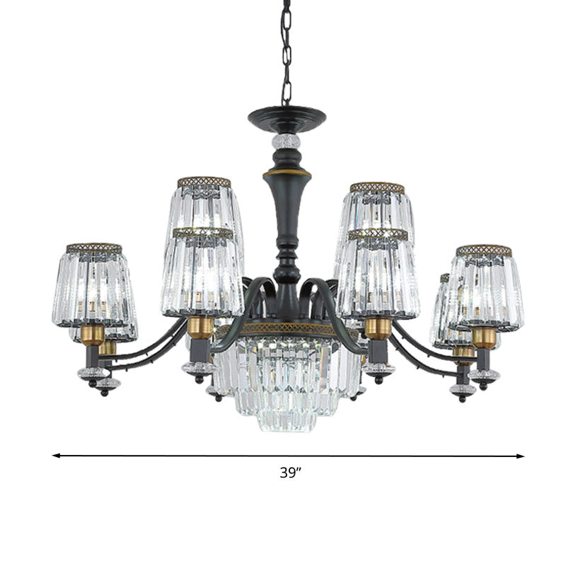 Black Sputnik Chandelier Lighting Modern 8/10/12 Lights Crystal Rod Hanging Light Fixture, 33.5"/37.5"/39" Wide Clearhalo 'Ceiling Lights' 'Chandeliers' 'Modern Chandeliers' 'Modern' Lighting' 280693