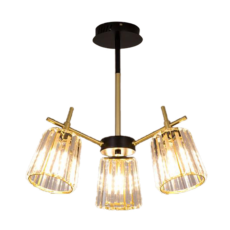 Rectangle-Cut Crystal Cylinder Ceiling Lamp Contemporary 6/8/10 Heads Black Chandelier Light, 26.5"/33"/41" Wide Clearhalo 'Ceiling Lights' 'Chandeliers' 'Modern Chandeliers' 'Modern' Lighting' 280746