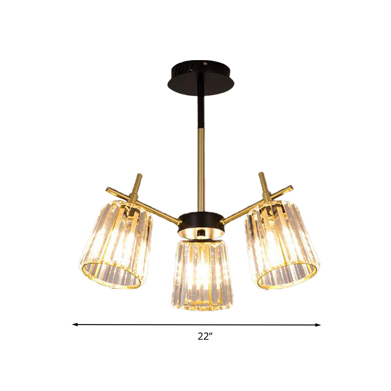 Rectangle-Cut Crystal Cylinder Ceiling Lamp Contemporary 6/8/10 Heads Black Chandelier Light, 26.5"/33"/41" Wide Clearhalo 'Ceiling Lights' 'Chandeliers' 'Modern Chandeliers' 'Modern' Lighting' 280747