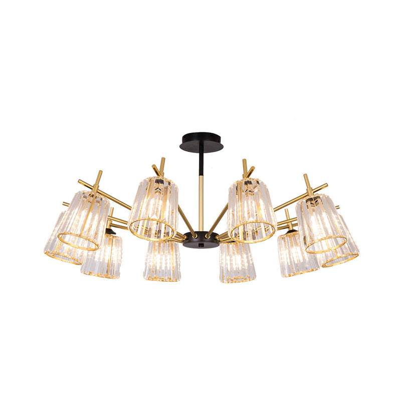 Rectangle-Cut Crystal Cylinder Ceiling Lamp Contemporary 6/8/10 Heads Black Chandelier Light, 26.5"/33"/41" Wide Clearhalo 'Ceiling Lights' 'Chandeliers' 'Modern Chandeliers' 'Modern' Lighting' 280758