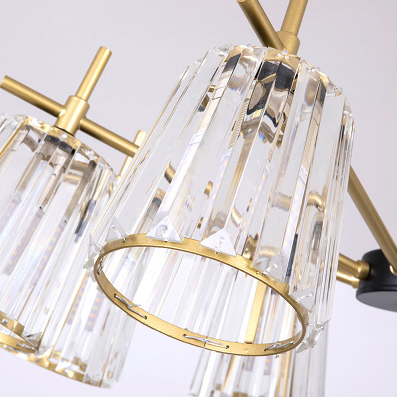 Rectangle-Cut Crystal Cylinder Ceiling Lamp Contemporary 6/8/10 Heads Black Chandelier Light, 26.5"/33"/41" Wide Clearhalo 'Ceiling Lights' 'Chandeliers' 'Modern Chandeliers' 'Modern' Lighting' 280760