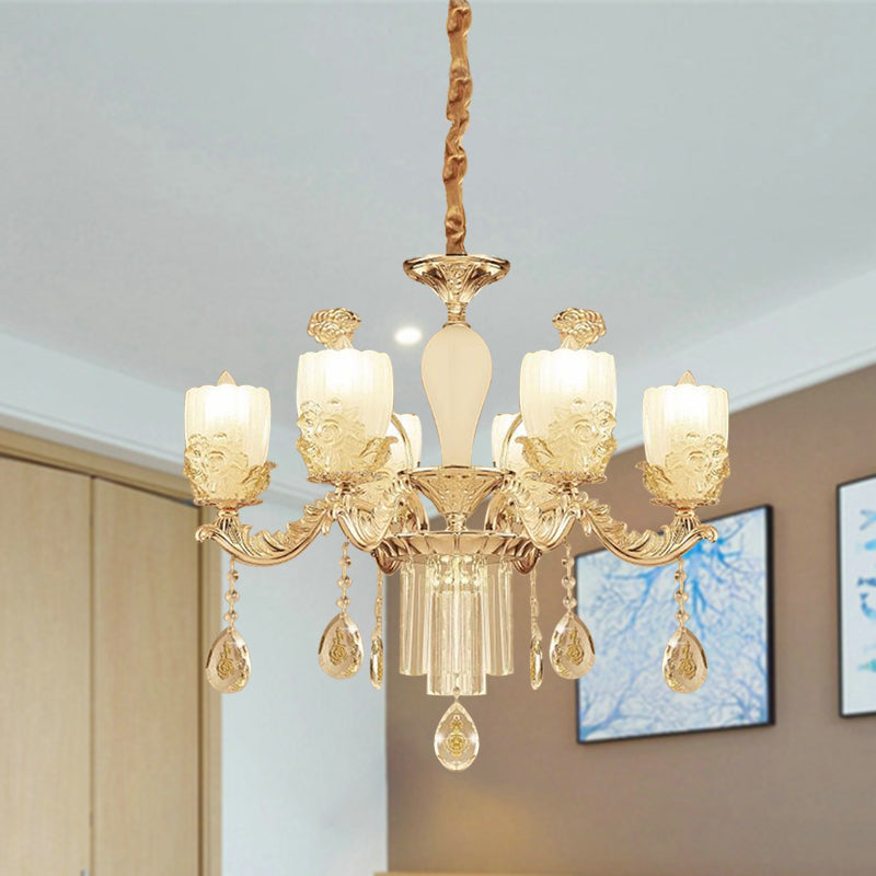 27.5"/31.5" Wide Sputnik Clear Glass Chandelier Light Simple 6/8 Heads Gold Pendant Light Fixture Gold 27.5" Clearhalo 'Ceiling Lights' 'Chandeliers' 'Modern Chandeliers' 'Modern' Lighting' 280816