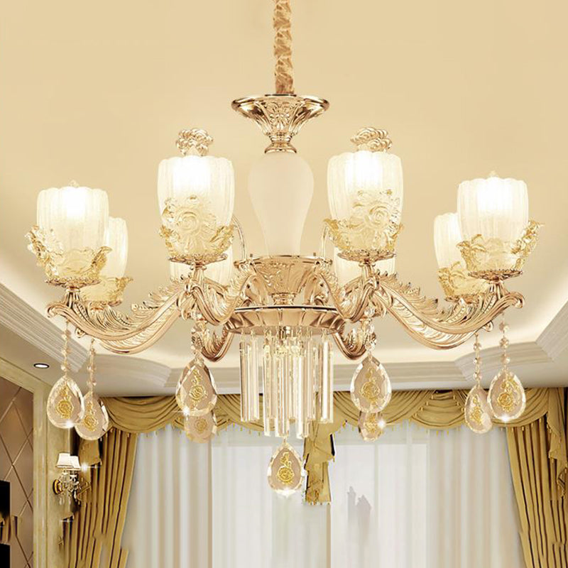 27.5"/31.5" Wide Sputnik Clear Glass Chandelier Light Simple 6/8 Heads Gold Pendant Light Fixture Gold 31.5" Clearhalo 'Ceiling Lights' 'Chandeliers' 'Modern Chandeliers' 'Modern' Lighting' 280822