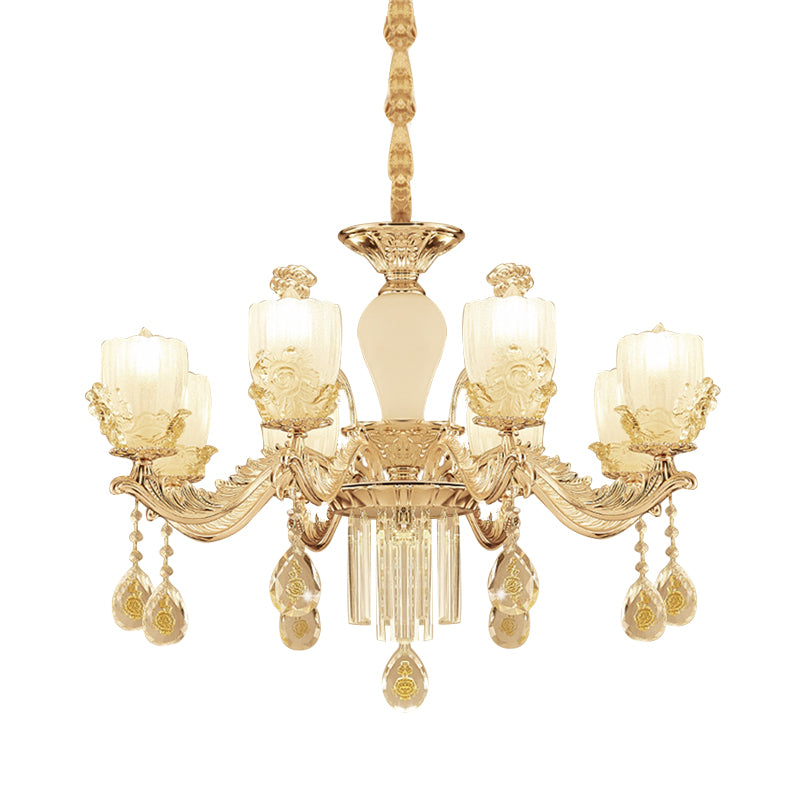 27.5"/31.5" Wide Sputnik Clear Glass Chandelier Light Simple 6/8 Heads Gold Pendant Light Fixture Clearhalo 'Ceiling Lights' 'Chandeliers' 'Modern Chandeliers' 'Modern' Lighting' 280824