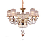 Empire Shape Ridge Glass Hanging Light Fixture Minimalist 6 Heads Gold Chandelier Lamp Clearhalo 'Ceiling Lights' 'Chandeliers' 'Modern Chandeliers' 'Modern' Lighting' 280840