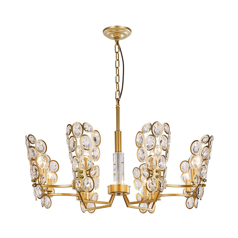 Brass Candelabra Suspension Pendant Postmodern 6 Heads Crystal Encrusted Ceiling Chandelier Clearhalo 'Ceiling Lights' 'Chandeliers' 'Modern Chandeliers' 'Modern' Lighting' 280945