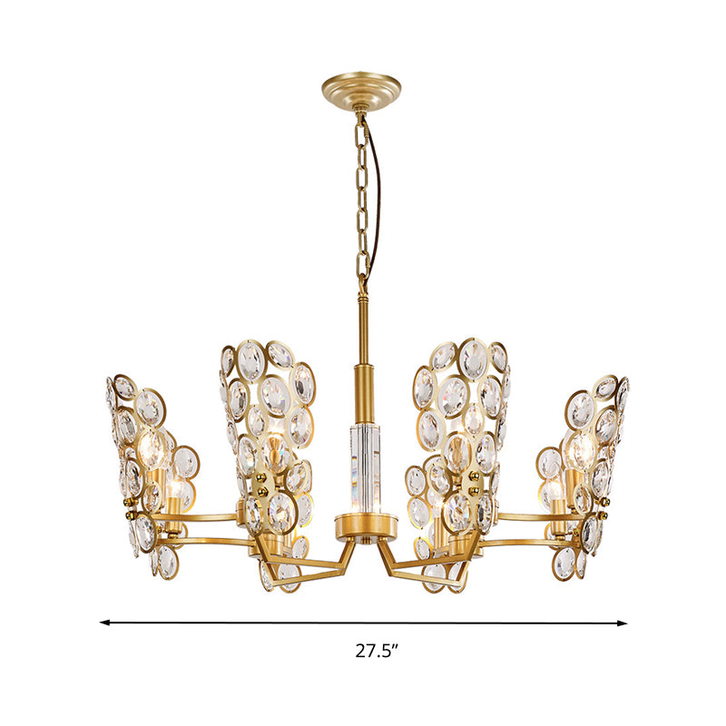 Brass Candelabra Suspension Pendant Postmodern 6 Heads Crystal Encrusted Ceiling Chandelier Clearhalo 'Ceiling Lights' 'Chandeliers' 'Modern Chandeliers' 'Modern' Lighting' 280946