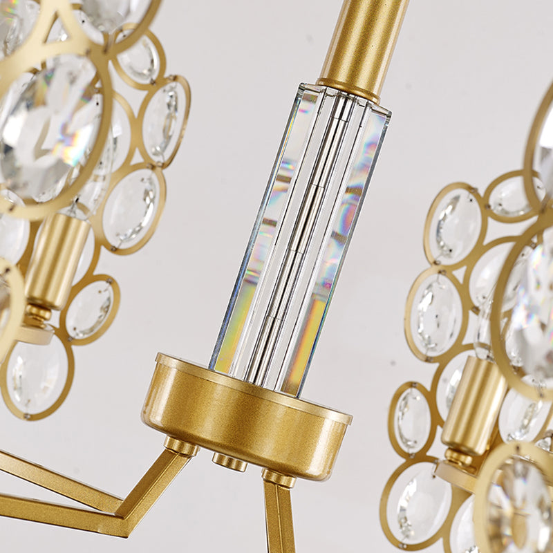 Brass Candelabra Suspension Pendant Postmodern 6 Heads Crystal Encrusted Ceiling Chandelier Clearhalo 'Ceiling Lights' 'Chandeliers' 'Modern Chandeliers' 'Modern' Lighting' 280947