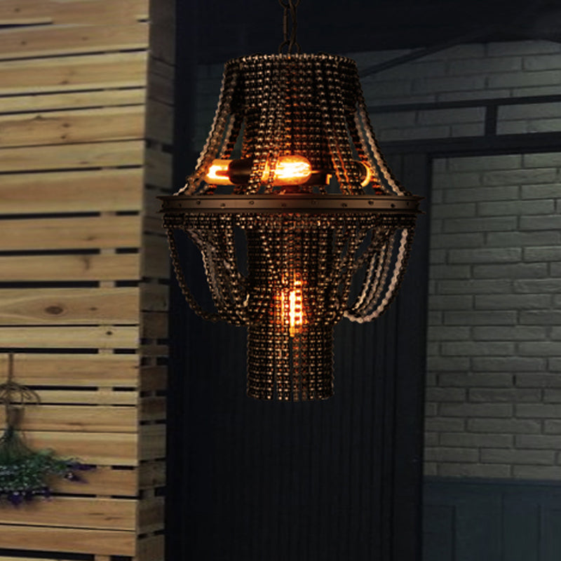 Iron Black Chandelier Pendant Bike Chain 4-Light Industrial Ceiling Light Fixture Clearhalo 'Ceiling Lights' 'Chandeliers' Lighting' options 281010