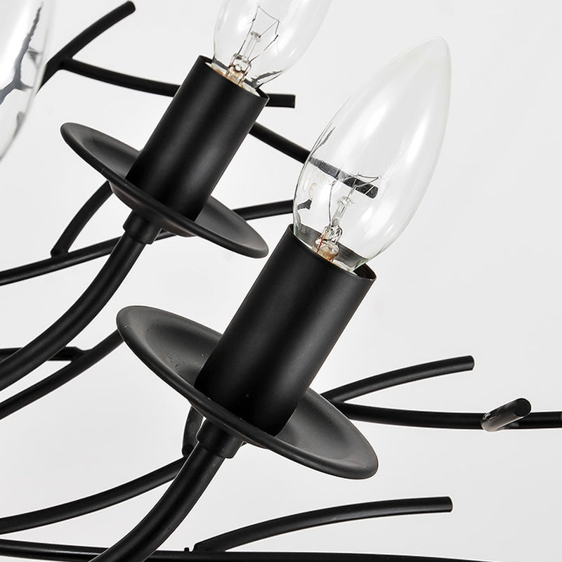 Vintage Nest Shape Chandelier Lamp 8-Light Metallic Hanging Ceiling Pendant in Black Clearhalo 'Ceiling Lights' 'Chandeliers' Lighting' options 281074