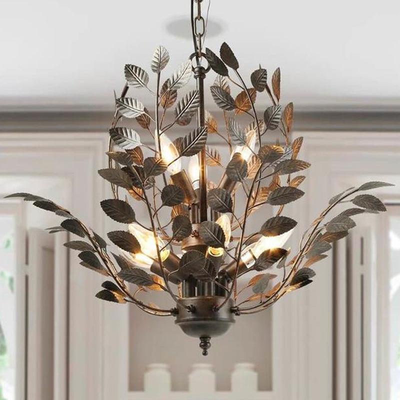 Metal Rust Chandelier Light Branching 8 Lights Farmhouse Ceiling Lighting Fixture Clearhalo 'Ceiling Lights' 'Chandeliers' Lighting' options 281076