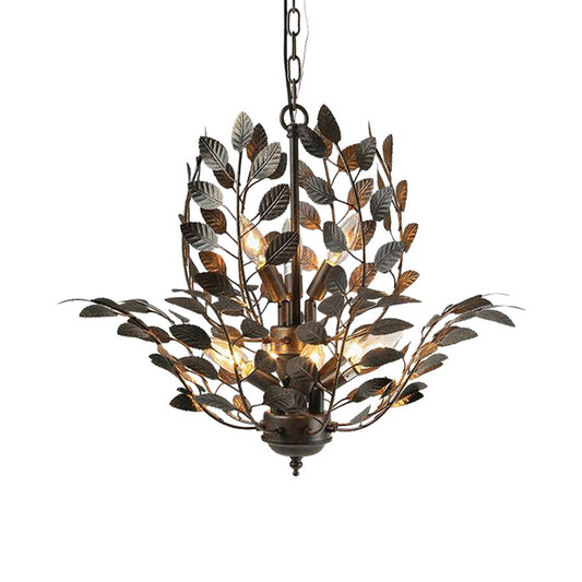 Metal Rust Chandelier Light Branching 8 Lights Farmhouse Ceiling Lighting Fixture Clearhalo 'Ceiling Lights' 'Chandeliers' Lighting' options 281078