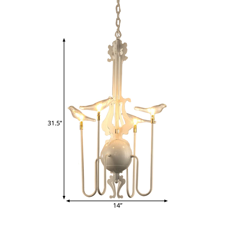 4/8/12-Light Iron Chandelier Light Antique Black/White Swooping Armed Ceiling Light Fixture with Clear Glass Bird Clearhalo 'Ceiling Lights' 'Chandeliers' Lighting' options 281136