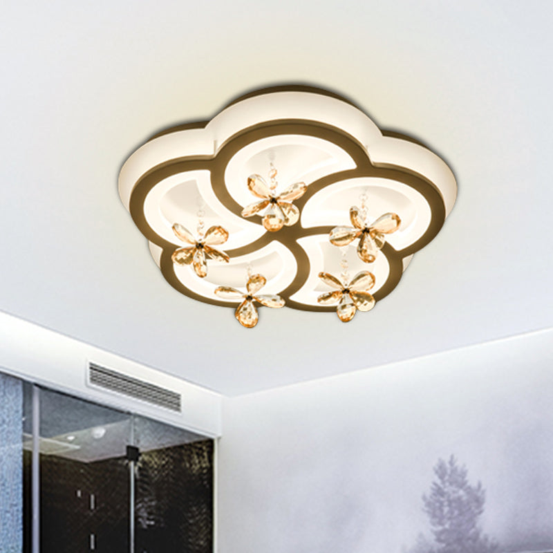 White Flower/Cloud/Moon Flushmount Contemporary LED Acrylic Close to Ceiling Lamp for Bedroom White Flower Clearhalo 'Ceiling Lights' 'Close To Ceiling Lights' 'Close to ceiling' 'Flush mount' Lighting' 281184