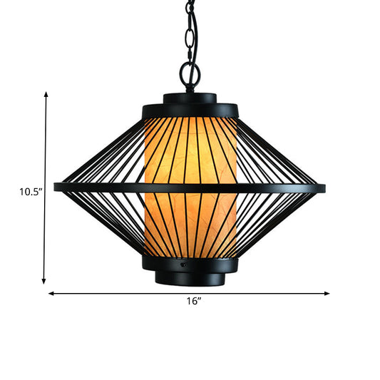 Black 1 Bulb Ceiling Pendant Minimalist Iron Tapered Cage Frame Hanging Light Fixture Clearhalo 'Ceiling Lights' 'Pendant Lights' 'Pendants' Lighting' 281226