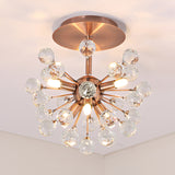 Modernist Globe Semi-Flush Mount Faceted Crystal 6 Bulbs Ceiling Light Fixture in Brass Clearhalo 'Ceiling Lights' 'Close To Ceiling Lights' 'Close to ceiling' 'Semi-flushmount' Lighting' 281250