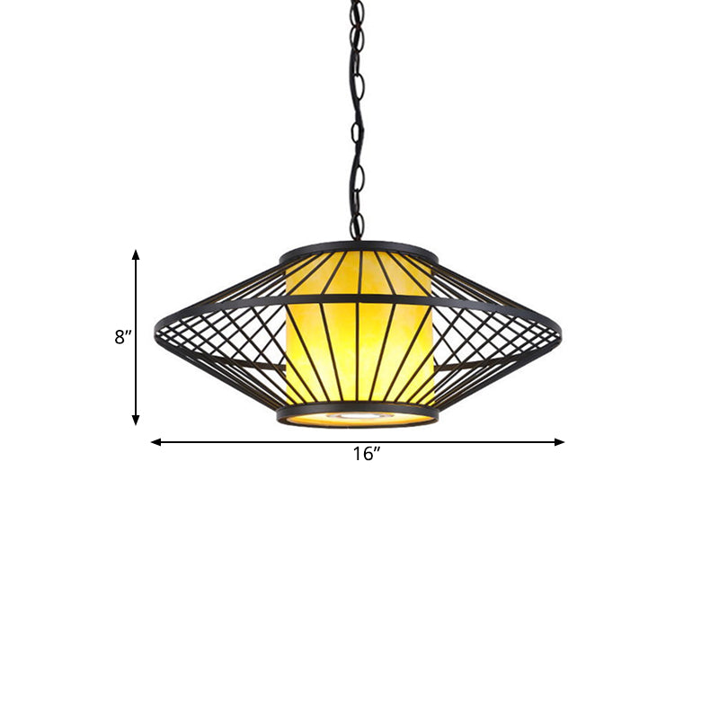 16"/19.5"/23.5" Wide Single Fabric Pendulum Pendant Simple Red/Yellow Cylindrical Ceiling Lamp with Black Iron Tapered Frame Clearhalo 'Ceiling Lights' 'Pendant Lights' 'Pendants' Lighting' 281316